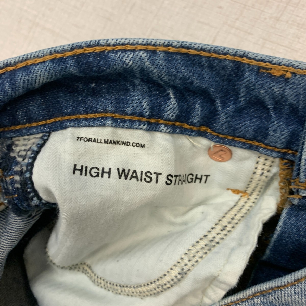 7 For All Mankind High Waist Straight Jeans Womens 25 Denim