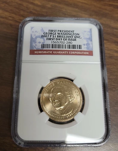 2007 P  Presidential Dollar - NGC BU - George Washington - First Day of Issue