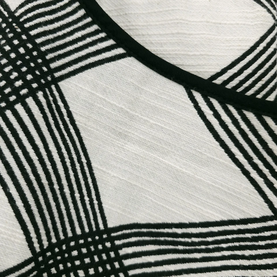 Reiss Antibes Multi Checkered Dress Black Cream Geometric Wave Textured US 8 - Image 3 of 4