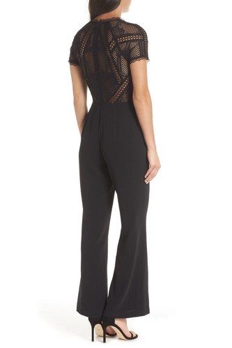 harlyn WIDE LEG BLACK JUMPSUIT sz M - Picture 2 of 5