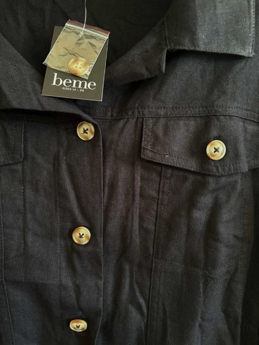 New BEME Black Everyday Linen Blend Jacket-Size 22 - Picture 2 of 2