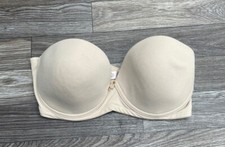 Victorias Secret Lined Strapless Lined Beige Nude Underwire Bra Size 34C