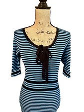 MARC JACOBS Striped Ribbed Cotton Bow Detail Dress - Sz S