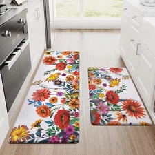 Kitchen Mats for Floor 2 PCS Anti-Fatigue Comfort Kitchen Rugs Cushioned Wate...