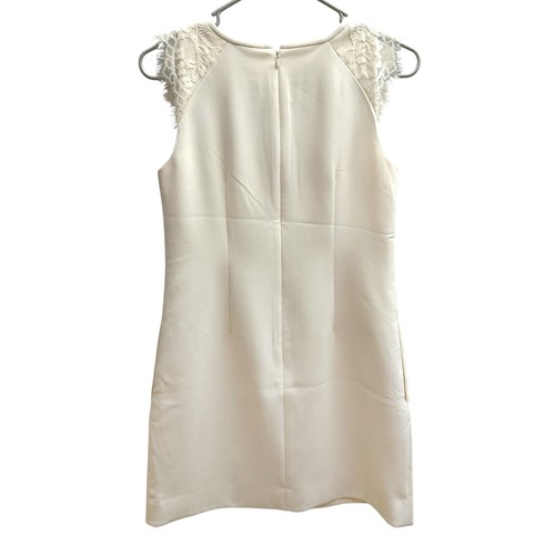 J CREW Petit Size 0P Lace Shoulder Shift Dress Ivory Lined Zip Back Career NWT - Picture 3 of 7