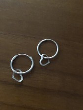 Beautiful Tiny hoop earrings With Floating Heart 10mm, sterling silver,925