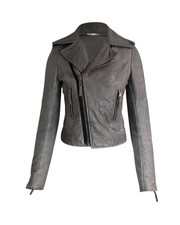 Balenciaga Motorcycle Jacket In Grey Lambskin Leather Fr38