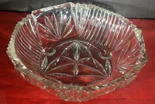 Lead Crystal Glass Footed Candy Or Nut Bowl Serving Dish - 6” - Floral Motif