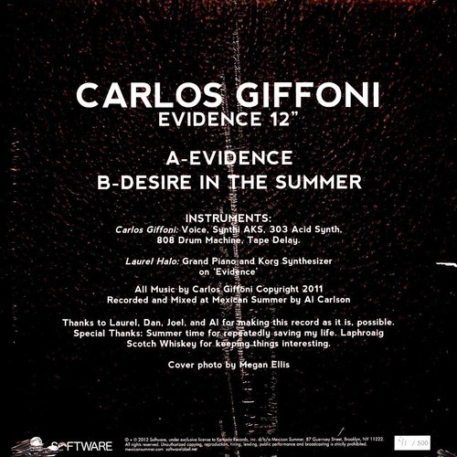 Carlos Giffoni - Evidence (Vinyl LP - 2023 - Original) - Bild 2 von 2