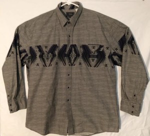 Roper-Mens-Shirt-XL-Gray-Cowboy-Rodeo-Western-Aztec-Snap-Vintage-Long-Sleeve-A4