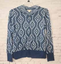 Ariat Womens Blue and White Aztec Print Hooded Full Zip Jacket Size Large
