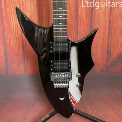 #ad Custom Black Shark Electric Guitar 6 Strings HH Pickup FR Bridge Chrome Hardware $252.85