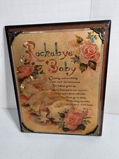 Vintage Rockabye Baby Poem On Foil By Wendy Lyn Framed Wall Decor