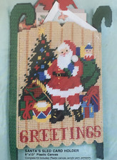 Bucilla Kit Xmas Card Holder Plastic Canvas Needlepoint 61153 Santa Sled 91 NOS