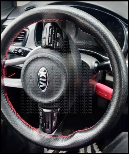 Coprivolante universale in pelle da cucire Nero filo Nero volante auto 37 38 cm - Foto 14 di 18