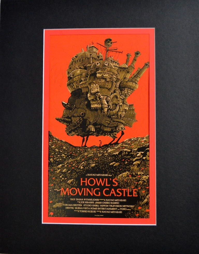 HOWL'S MOVING CASTLE Professionally Matted PRINT Mondo Olly Moss