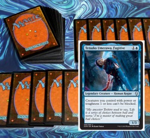 mtg-BLUE-TETSUKO-COMMANDER-EDH-DECK-Magic-the-Gathering-100-cards-unblockable