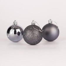 24PC Christmas Baubles Hanging Decoration Dark Grey Ball Xmas Tree Ornament 50mm