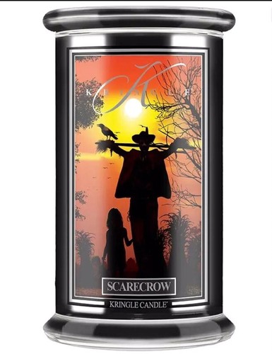 Kringle Candle Halloween SCARECROW Lge 2-Wick 22 oz Jar Soy Wax Ltd Edition - Picture 2 of 2