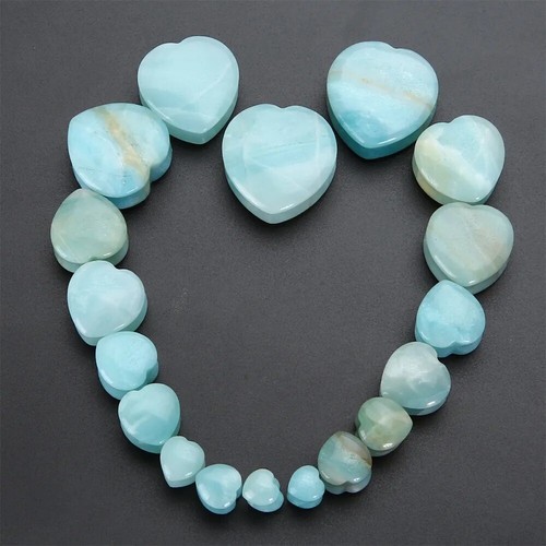 2PCS Ear Stretchers Heart Shape Natural Light Green Jade Stone Flesh Ear Tunnels - Picture 3 of 5