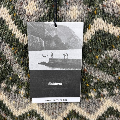 Finisterre Jumper Mens Medium Green Cormoran Fair Isle 100% Wool Nordic BNWT - Picture 2 of 9