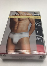 Calvin Klein Men's 3 Pack Hip Brief Cotton Stretch Red Black Size Medium