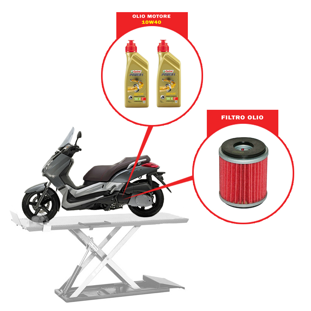 Kit Révision Yamaha X-City/X-Max 125 - Huile Castrol 10W40, Filtres, Bougie