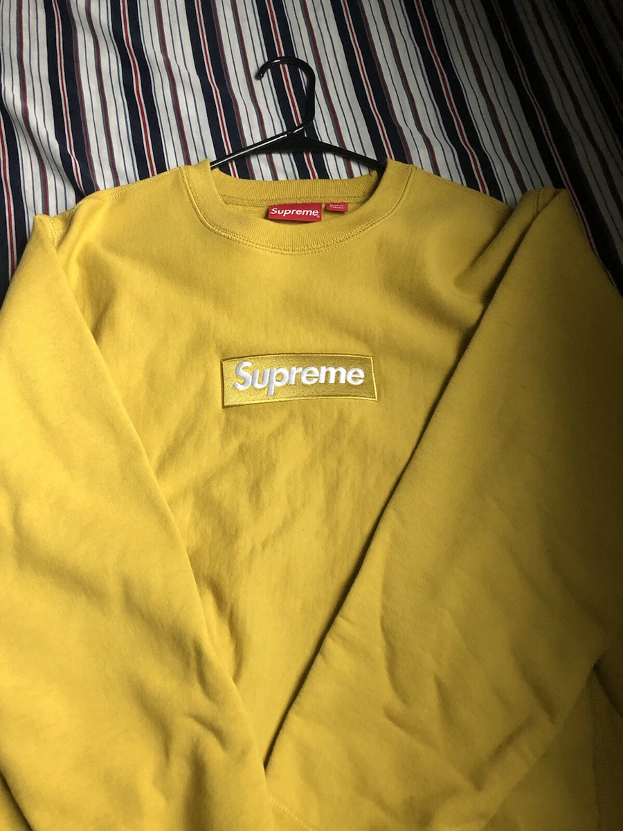 FW18 Supreme Box Logo Crewneck Mustard Yellow - Size M - *Authentic*