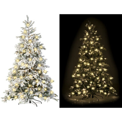 infactory Künstlicher Weihnachtsbaum, weiße Spitzen, 500 LEDs, 70 Äste, 225 cm