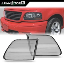 Pair Headlight Lens Cover Left & Right Smoke Fit For 1997-2004 Ford F150 F-150 J