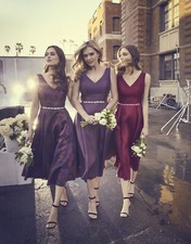 Oleg Cassini Sz 12 Fit And Flare Burgundy Red Bridesmaid Prom Dress Empire Waste