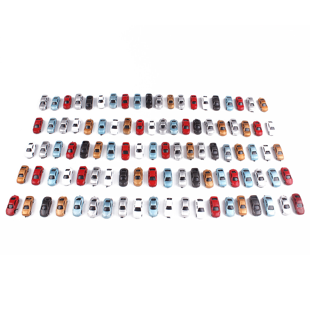 100x Z Scale Cars – 1:200 Scale Vehicles For Model Railways – Mixed Colors