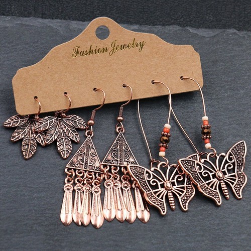 Boho 3 Pairs Boho Gypsy Earrings SetTribal Ethnic Hook Drop Dangle Women Jewelry - Picture 30 of 36