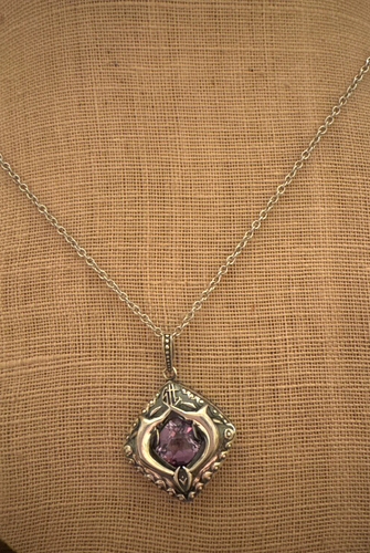 NEW GUY HARVEY Sterling Silver Double Marlin Shield Cushion Amethyst Necklace - Picture 3 of 4