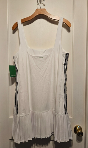 J. Mini Vestido Activo Crew Sports, Blanco, Sujetador Incorporado y Pantalones Cortos con Bolsillos, L, Nuevo con Etiquetas - Imagen 8 de 10