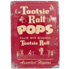 Tootsie Roll Pops Metal Sign 17"x12" Vintage Candy Shop Kitchen Wall Decor