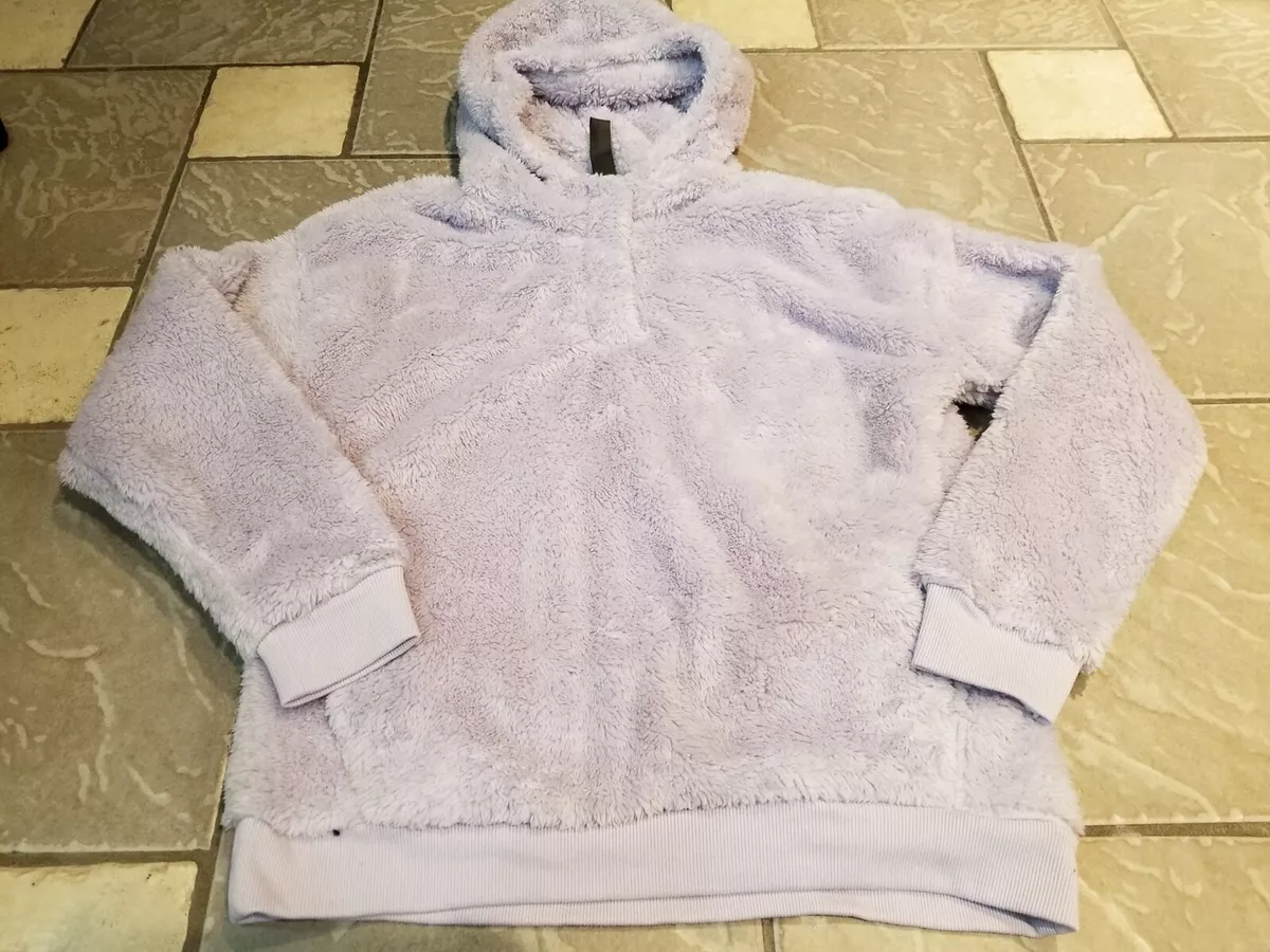 NEW PURPLE PLUSH FLEECE PULLOVER WOMENS M FUZZY FLEECE THICK HOODIE