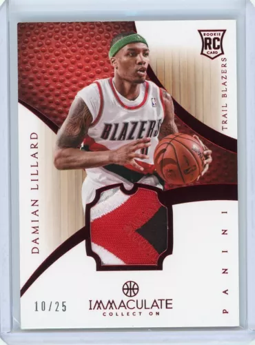 2012/13 Panini Immaculate Ruby Rookie Patch #187 Damian Lillard #10/25