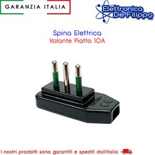 Spina Elettrica Volante Piatta 10A Nera