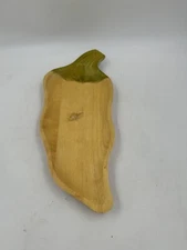 1999 Clay Art Hand Painted Jalapeno Pepper Shaped Wooden Serving Tray Charcuteri