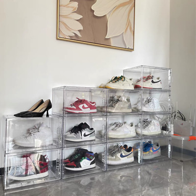Shoe Organizer Sneaker 4x Display Shoe Box Clear Stackable Box With Magnetic