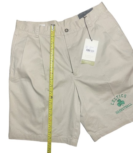 Cutter and Buck Boston Celtics Pleated Black shorts men’s size 32 Khaki NWT - Picture 3 of 6