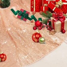 Tree Skirt 48 Inch Sequin Rose Gold Tree Skirt Christmas Decorations