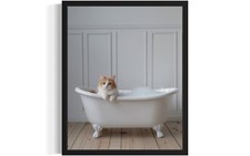 Cat Animal Bathtub Art Print Poster Wall Art Painting