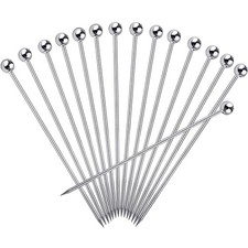 15PCS Cocktail Picks for Drinks, Stainless Steel 4.3 IN-15PCS, Silver