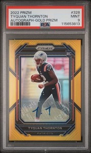 2022 Panini Prizm Auto /10 Tyquan Thornton Rookie Gold Prizm #328 - PSA 9