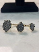 Triple Stone Druzy Gold Tone Ring