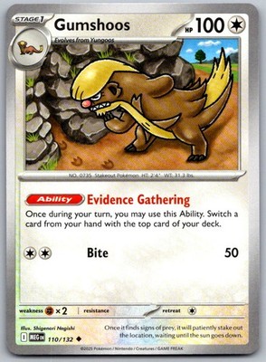 Gumshoos 110/132 Uncommon Mega Evolution Pokemon Near Mint