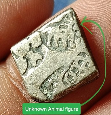 #V33#ANCIENT India Magadh Janapada Punch Mark silver Coin  UNKNOWN ANIMAL figure