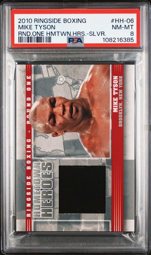 MIKE TYSON 2010 RINGSIDE BOXING ROUND 1 HOMETOWN HEROES TRUNKS CARD #HH-06 PSA 8